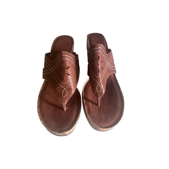 Aerosoles The Flight brown wedge thong sandals size 8.5 - Picture 3 of 6